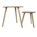 Lot de 2 Tables gigognes rondes en bois - L 48 x P 48 x H 45 cm