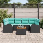 vidaXL Ensemble de canapé de jardin 7 Pièces Noir et turquoise
