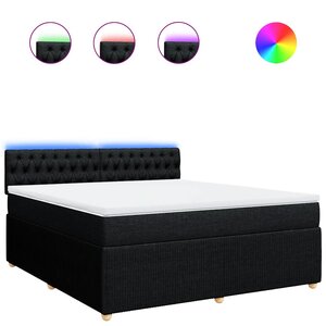 vidaXL Sommier à lattes de lit avec matelas Noir 180x200 cm Tissu