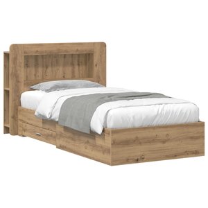 vidaXL Cadre de lit avec rangement Chêne artisanal 90 x 200 cm