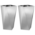 vidaXL Jardinière 2 Pièces Argent 40 x 40 x 75 cm Acier galvanisé