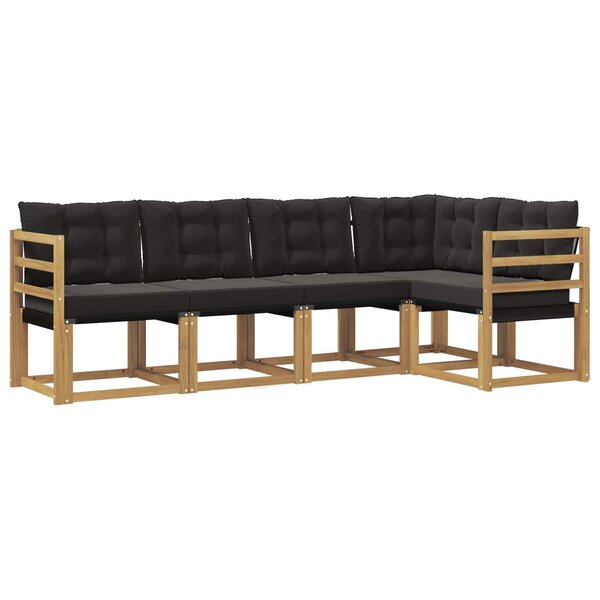vidaXL Ensemble de canapés d'extérieur 5 pc Blanc et noir