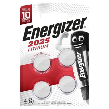 Pile bouton Energizer Lithium 2025, pack de 4