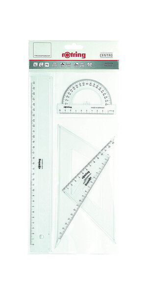 Rotring centro lot de 4 pièces transparentes de géométrie 1 x règle 1 x ...