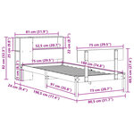 vidaXL Lit bibliothèque sans matelas blanc 75x190cm bois de pin massif