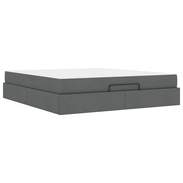 vidaXL Cadre de lit avec stockage Gris foncé 180 x 200 cm tissu