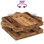 vidaXL Table basse rotative à 360 degrés vieux bois 90x90x34 5 cm