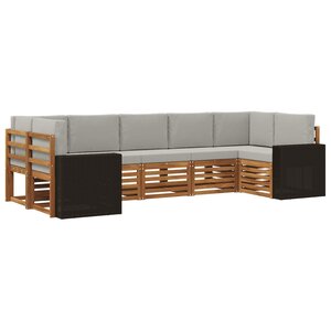 vidaXL Ensemble de canapés d'extérieur 7 pc Naturel et gris clair