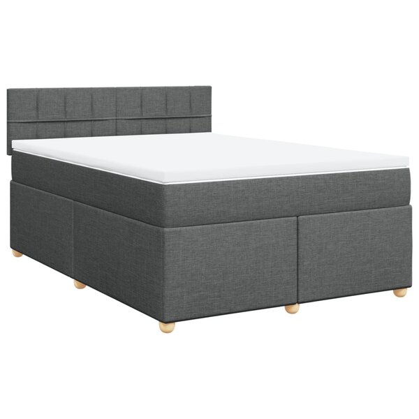 vidaXL Sommier à lattes de lit avec matelas Gris foncé 140x190cm Tissu