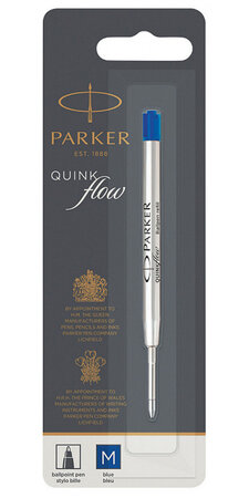 PARKER recharge bille Quinkflow  pointe moyenne  bleue  blister X 1