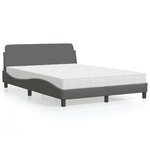 vidaXL Lit avec matelas gris foncé 140x200 cm tissu