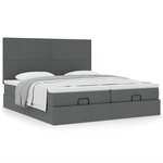 VidaXL Cadre de lit ottoman avec matelas gris foncé 180x200cm tissu