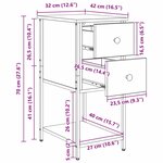 vidaXL Cabinet de chevet 2 Pièces chêne artisanal 32 x 42 x 70 cm