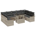 vidaXL Ensemble de canapé de jardin 10 pièces avec coussins en rotin poly gris clair