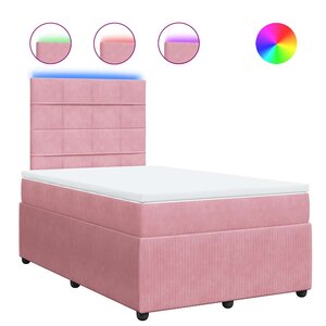 vidaXL Sommier à lattes de lit avec matelas rose 120x190 cm velours