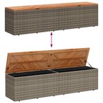 vidaXL Boîte de rangement de jardin gris résine tressée bois d'acacia