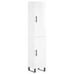 vidaXL Buffet haut Blanc brillant 34 5x34x180 cm Bois d'ingénierie