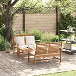 Ensemble de canapé de jardin 3 Pièces Naturel Bois de teck solide