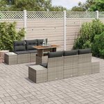 vidaXL Ensemble de canapé de jardin 7 Pièces Gris Poly rotin