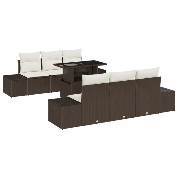 vidaXL Canapé de jardin 7 pièces en poly rotin marron