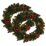 vidaXL Couronnes de Noël avec décoration 2 Pièces Vert 45 cm