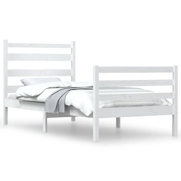 vidaXL Cadre de lit Bois de pin massif 100x200 cm blanc
