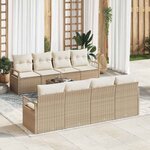 vidaXL Ensemble de canapé de jardin 9 Pièces Beige  Crème 55 x 55 x 37 cm