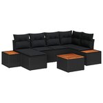 vidaXL Ensemble de canapé de jardin 7 Pièces Noir 264 x 154 x 85 cm