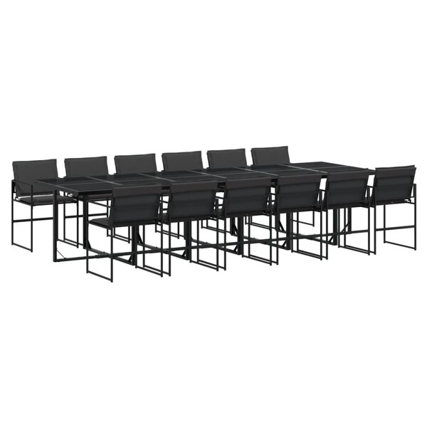vidaXL Ensemble à manger de jardin avec coussins 13 Pièces noir textilène