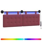 vidaXL Tête de lit suspendue Avec lumière LED Bordeaux Tissu