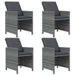 vidaXL Mobilier à dîner de jardin et coussins 5Pièces Résine tressée Gris