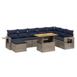 vidaXL Salon de jardin 9 Pièces avec coussins gris résine tressée