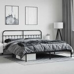 vidaXL Cadre de lit métal sans matelas avec tête de lit noir 200x200cm