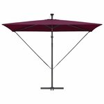 vidaXL Parasol banane à mât déporté Rouge bordeaux 294 x 200 x 254 cm