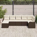 vidaXL Ensemble de canapé de jardin 7 Pièces Marron et blanc Poly rotin