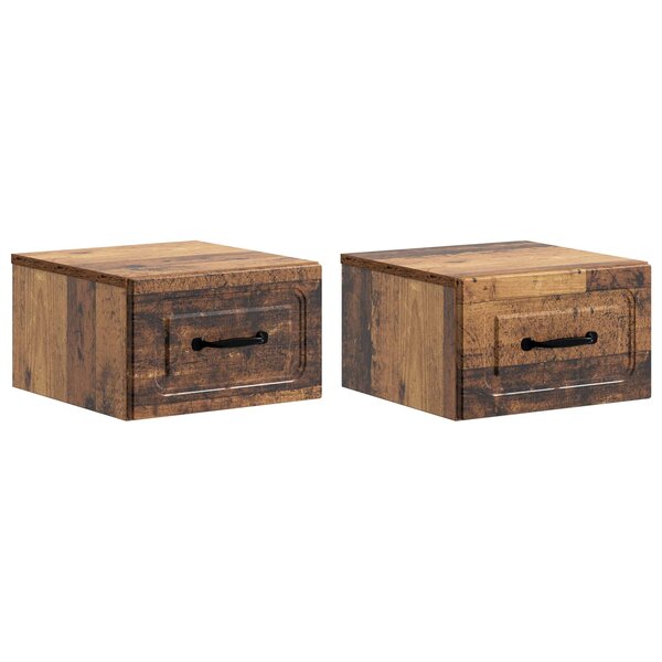 vidaXL Cabinet de chevet mural 2 Pièces Bois ancien 34 5 x 33 x 20 cm