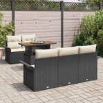vidaXL Ensemble de canapé de jardin 6 Pièces Noir et Crème polyrotin