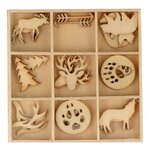 Set 9X3 Silhouettes Ours - 2 5X0 2 Cm - Bois