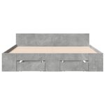 vidaXL Cadre de lit et tiroirs gris béton 140x200 cm bois d'ingénierie
