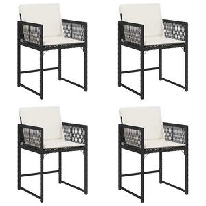 vidaXL Chaises de jardin lot de 4 avec coussins noir résine tressée
