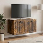 vidaXL Meuble TV mural Chêne fumé 59 5 x 31 x 30 cm Bois d'ingénierie