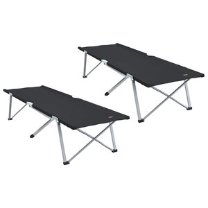 vidaXL Lit de camping pliant 2 Pièces Noir 194 x 62 5 x 42 5 cm