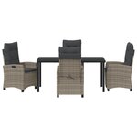 vidaXL Ensemble de Salle à Manger de Jardin de 5 Pièces avec Coussins Gris Poly Rattan