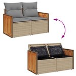 vidaXL Salon de jardin avec coussins 7 Pièces beige résine tressée acacia