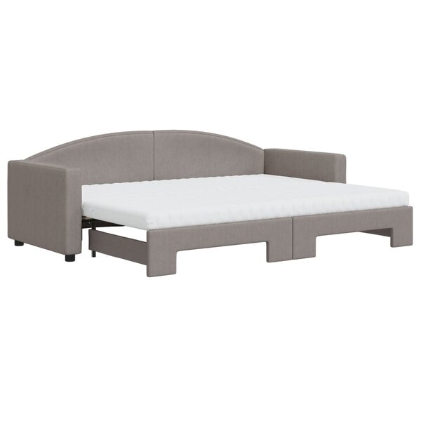 vidaXL Lit de jour avec gigogne et matelas taupe 80x200 cm tissu