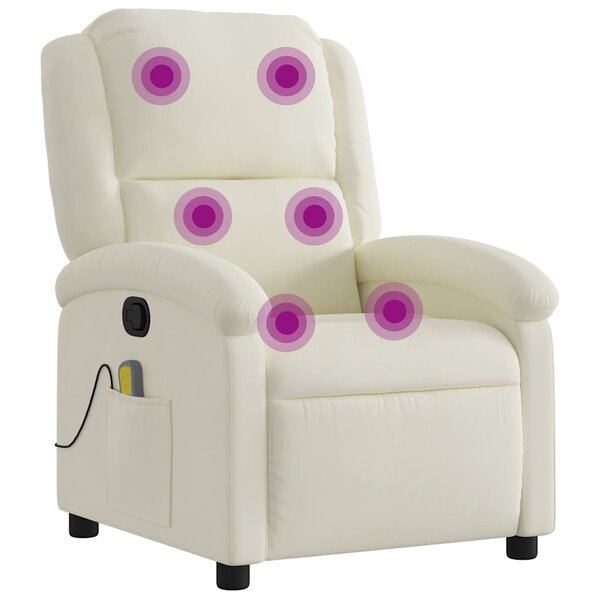 vidaXL Fauteuil de massage inclinable crème velours