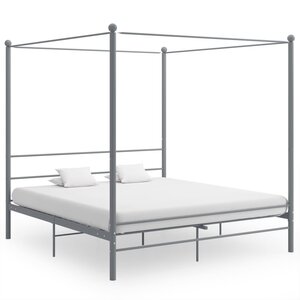 vidaXL Cadre de lit à baldaquin sans matelas gris métal 200x200 cm