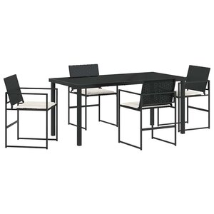 vidaXL Ensemble de salle à manger pour jardin 5 Pièces Noir et Crème