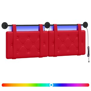 vidaXL Tête de lit suspendue Avec lumière LED Rouge Simili cuir