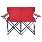 vidaXL Chaise de camping pliable à 2 places Acier et tissu Rouge